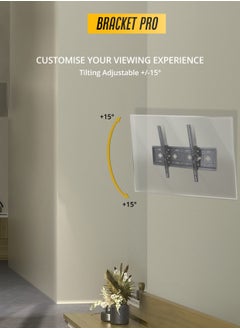 Bracket BRACKET PRO 42"-85" Universal TV Wall Mount Bracket With Leveler Included For Perfect Balance Adjustable & Heavy Duty for LCD LED Flat Panel TVs Space-Saving VESA Compatible TILTING MOUNT - BPT4285 Black  - Image 5