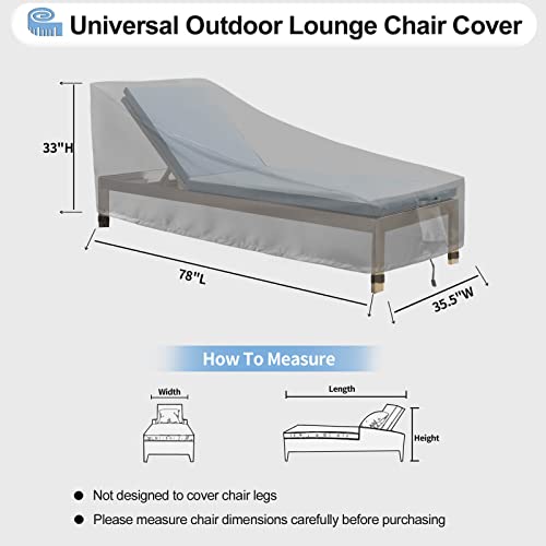 OutdoorLines Outdoor Waterproof Patio Chaise Lounge Chair Cover - UV Resistant Lounger Covers Heavy Duty Weatherproof Patio Sofa Furniture Covers, 1 Pack, 78Wx35.5Dx33H Inches, Gray - Image 2