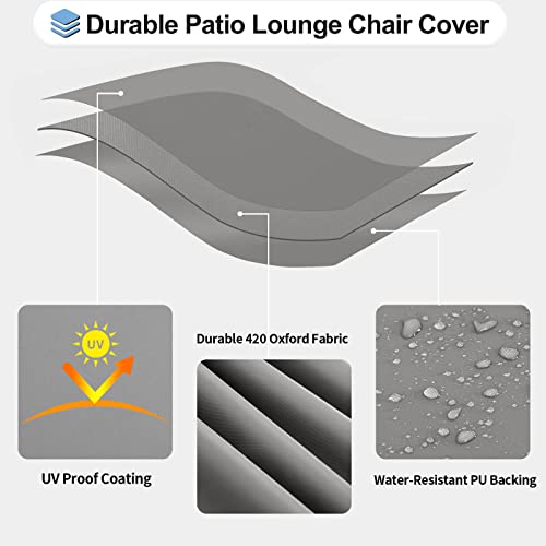 OutdoorLines Outdoor Waterproof Patio Chaise Lounge Chair Cover - UV Resistant Lounger Covers Heavy Duty Weatherproof Patio Sofa Furniture Covers, 1 Pack, 78Wx35.5Dx33H Inches, Gray - Image 3