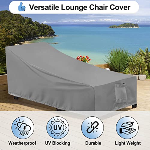 OutdoorLines Outdoor Waterproof Patio Chaise Lounge Chair Cover - UV Resistant Lounger Covers Heavy Duty Weatherproof Patio Sofa Furniture Covers, 1 Pack, 78Wx35.5Dx33H Inches, Gray - Image 4