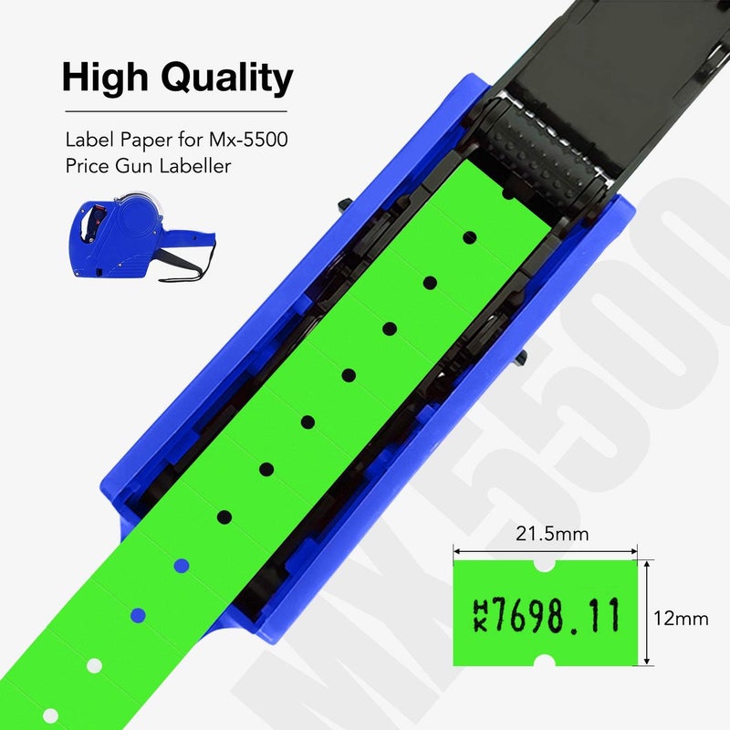 Hatisan 30 Rolls 15000 Price Gun Labels for Mx-5500 White Price Marker Stickers, Super Sticky Label Paper Tag Labels (Green) - Image 3
