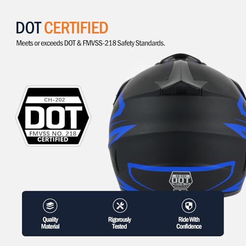 TTMiku Youth Kids Dirt Bike Helmet Motocross ATV Dirtbike BMX MX Go-Kart 4-Wheeler Quad Offroad Motorcycle Helmet Goggles Gloves Mask DOT Certified, Purple Blue, Small - Image 4