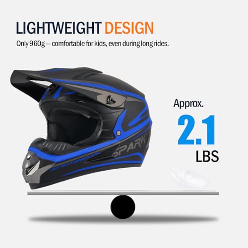 TTMiku Youth Kids Dirt Bike Helmet Motocross ATV Dirtbike BMX MX Go-Kart 4-Wheeler Quad Offroad Motorcycle Helmet Goggles Gloves Mask DOT Certified, Purple Blue, Small - Image 5