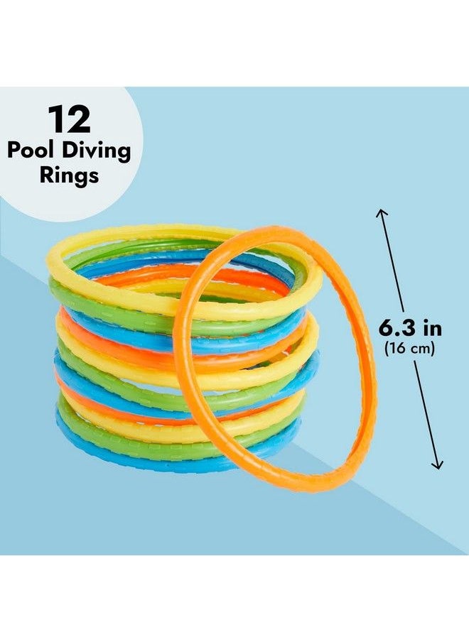 Blue Panda 12Pack Swim Dive Rings Kids Pool Toys Easy To Grab Underwater Diving Rings For Training Summer Swimming Party Games Toss Multicolored Pool Sinking Toys (6 In)  - Image 5