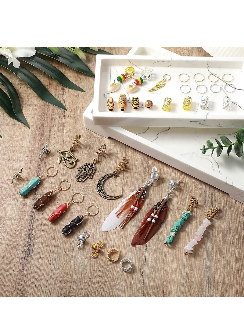 SYOSI 150 قطعة مجوهرات دريدلوك كريستال ملفوفة سلك مزينة بلوك متنوعة خرز خشبي مقلد ملحقات ضفائر حلي شعر للضفائر زينة للشعر للنساء والبنات (أسلوب حيوي) - Image 4