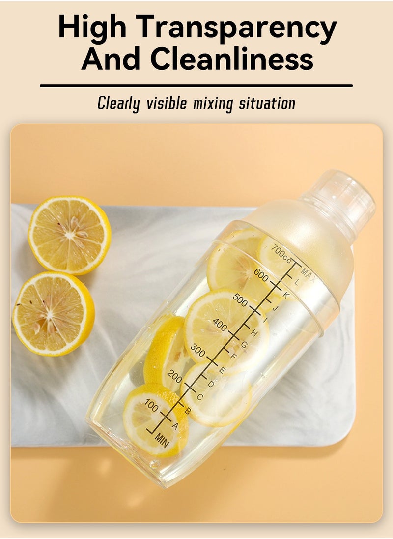 LEOKOR Cocktail Shaker 700ml Anti-leakage Transparent Resin Milk Tea Drink Shaker with Muddler  - Image 5