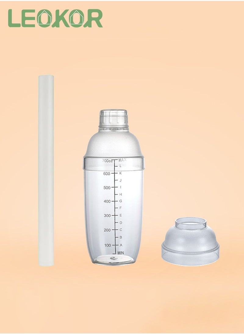 LEOKOR Cocktail Shaker 700ml Anti-leakage Transparent Resin Milk Tea Drink Shaker with Muddler  - Image 2