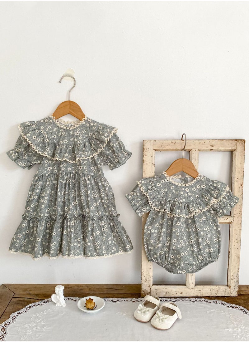 Bafanou Baby Girls Summer Floral Dress Kids Girls Puff Sleeve Cute Dress Toddler Cotton Clothing  - Image 5