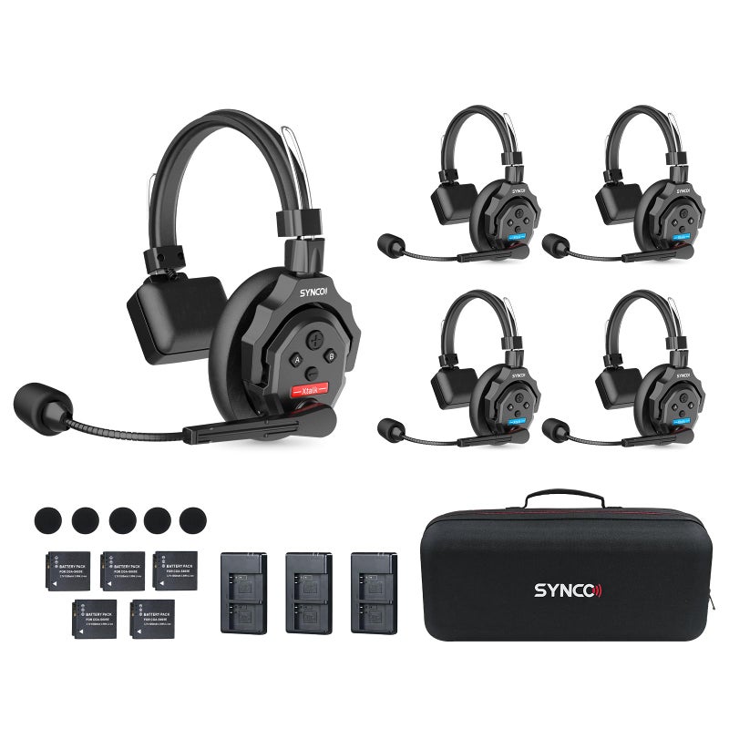 synco SYNCO XTALK X5 2.4GHz Full Duplex Wireless Headset with 24H 350M/1148FT Real-time Monitoring, Wireless-Headset-Intercom for Communication  - Image 1