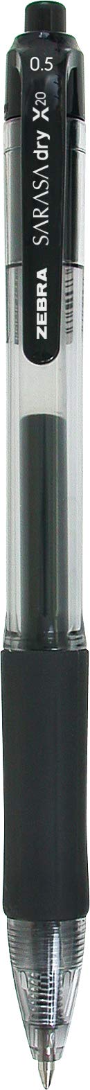 Zebra Pen Sarasa Dry X20 Retractable Gel Pen, Fine Point, 0.5mm, Black Ink, 12-Pack (46710) - Image 2