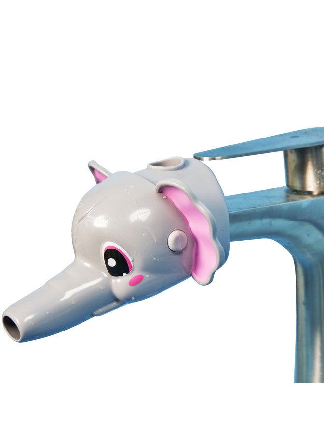 Baochenjia Cute Shape Baby Faucet Extender Splash-proof Children's Washing Gloves Mouth Guide Sink Extension-Specifications:Gray Elephant Upgraded Version  - Image 1