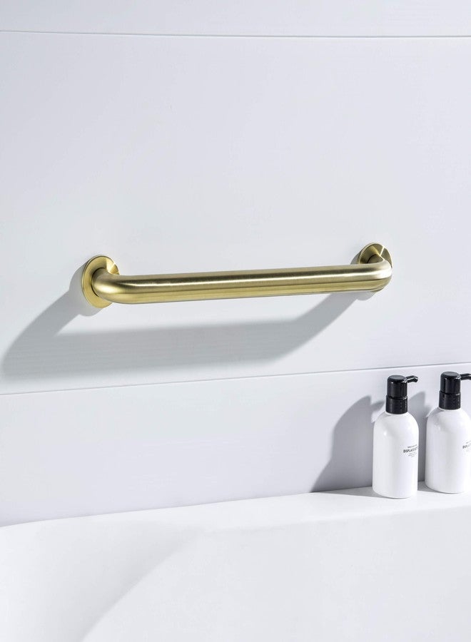 KIBI 18 Inch Bathroom Safety Grab Bar for Shower & Bathtub - Curved Wall Mounted Stainless Steel Shower Grab Bar, Anti-Slip Support Handle for Seniors & Elderly, Brushed Gold (KGB1018) - Image 2