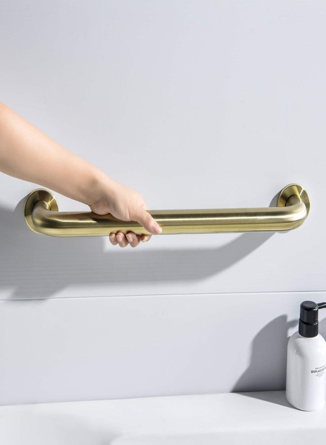 KIBI 18 Inch Bathroom Safety Grab Bar for Shower & Bathtub - Curved Wall Mounted Stainless Steel Shower Grab Bar, Anti-Slip Support Handle for Seniors & Elderly, Brushed Gold (KGB1018) - Image 5