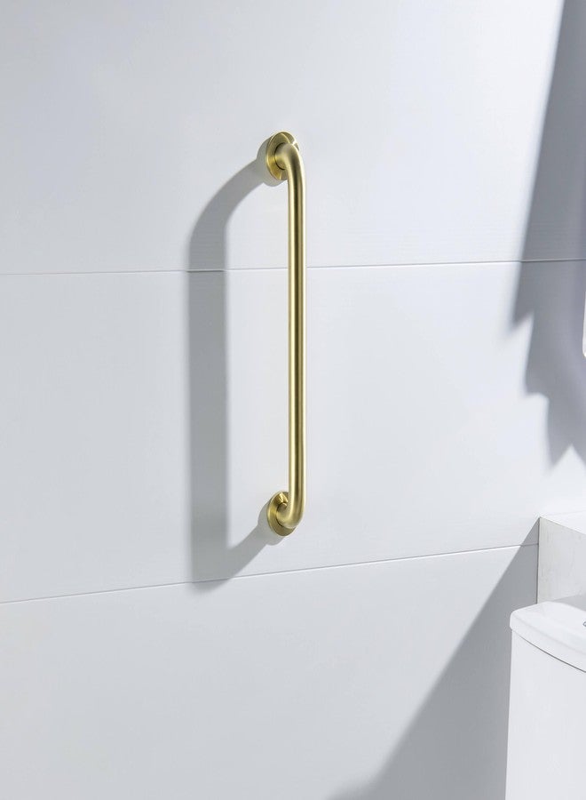 KIBI 18 Inch Bathroom Safety Grab Bar for Shower & Bathtub - Curved Wall Mounted Stainless Steel Shower Grab Bar, Anti-Slip Support Handle for Seniors & Elderly, Brushed Gold (KGB1018) - Image 4