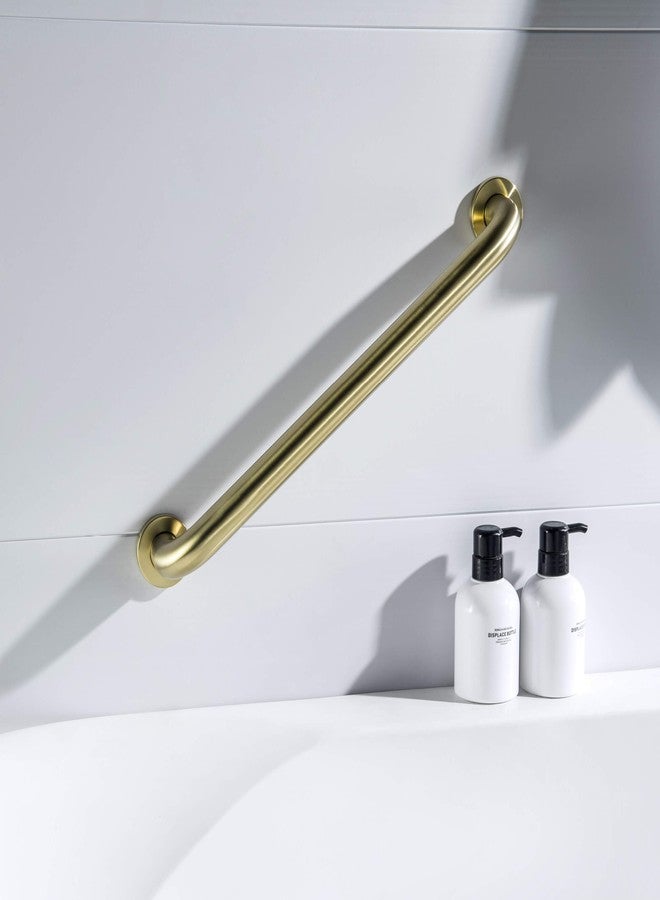 KIBI 18 Inch Bathroom Safety Grab Bar for Shower & Bathtub - Curved Wall Mounted Stainless Steel Shower Grab Bar, Anti-Slip Support Handle for Seniors & Elderly, Brushed Gold (KGB1018) - Image 3