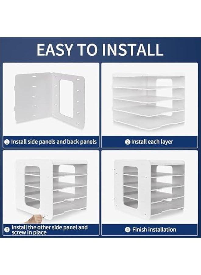 TRASSLE Letter Tray Paper Organizer, Desk Tidy Organizer File Document Holder A4 Paper Filing Trays for Home Office School (5 Tier)  - Image 3