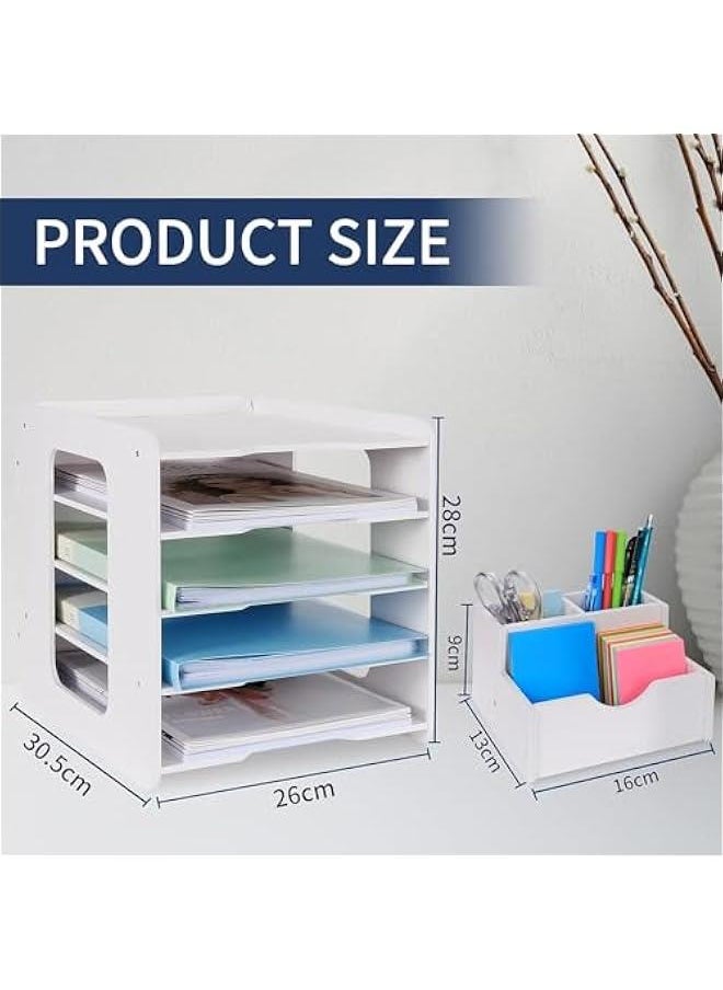 TRASSLE Letter Tray Paper Organizer, Desk Tidy Organizer File Document Holder A4 Paper Filing Trays for Home Office School (5 Tier)  - Image 5
