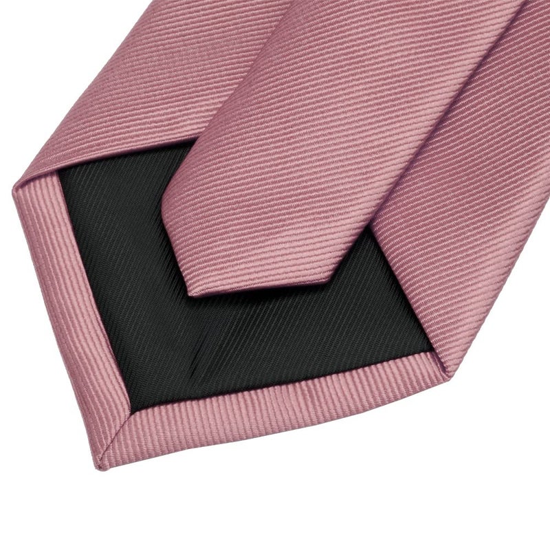 GUSLESON Mens Solid Dusty Rose Ties For Wedding Plain Neckties and Pocket Square Cufflinks Sets(0789-32) - Image 4