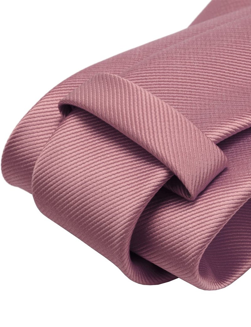 GUSLESON Mens Solid Dusty Rose Ties For Wedding Plain Neckties and Pocket Square Cufflinks Sets(0789-32) - Image 3
