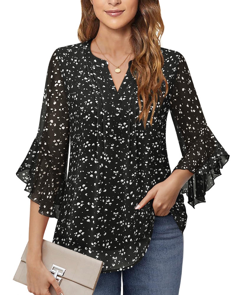 Timeson Women Business Casual Tops: Office Attire - Womens 3/4 Sleeve Tops and Blouses - Black Dress Shirts Ladies Classy Professional Work Clothes Plus Size Fall Peasant Formal Evening Party Wear - Image 3