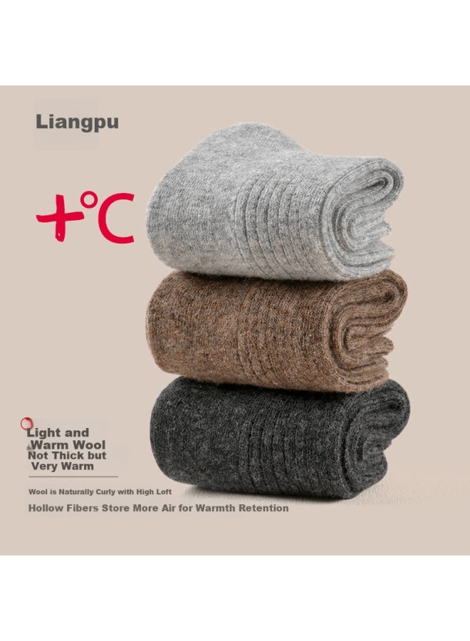 Liangpu Children's Wool Socks Autumn Winter Warm Comfortable Solid Mid-calf Socks Sweat-absorbent Breathable Non-irritating Large Kids Socks - Image 3