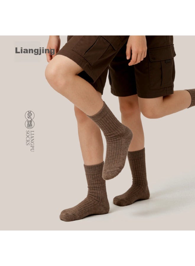 Liangpu Children's Wool Socks Autumn Winter Warm Comfortable Solid Mid-calf Socks Sweat-absorbent Breathable Non-irritating Large Kids Socks - Image 5