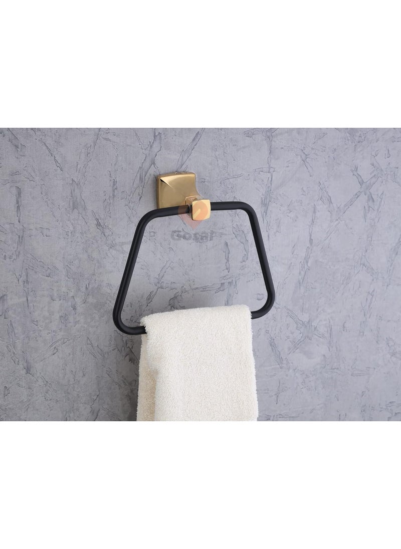 GOSAI GOSAI Stainless Steel 304 Bathroom Accessories Pyramid Premium PVD Black Gold Bathroom Set 5 pcs Towel Rod 24 inch Towel Ring Soap Dish Toothbrush Holder Rob Hook  - Image 3