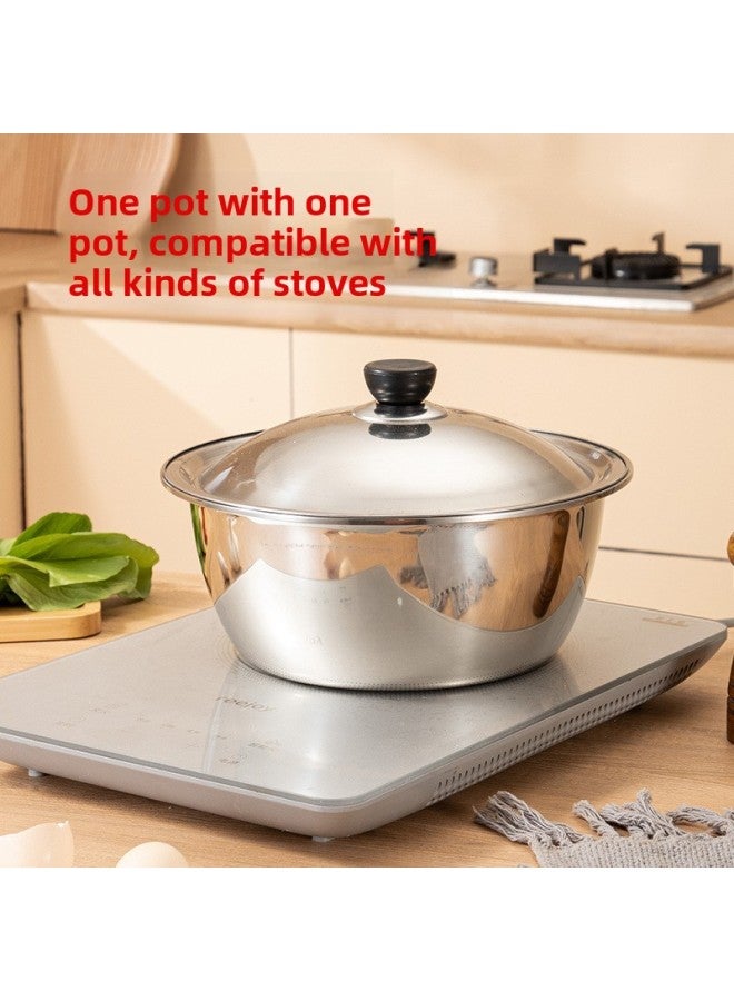 Special Deep Stainless Steel Basin Vegetable Washing Basin Small Size Covered Stainless Steel Basin Soup Basin Household High-grade Exquisite Woodle Basin-Specifications:Thickened Matching Drum Cap 25.55cm 1 Pack-Color:Tall Round Basin Food Grade Material - Image 5