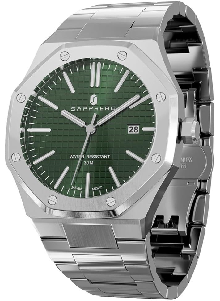 Sapphero - Watch for Men Stainless Steel Mens Watches Waterproof Analog Quartz Movement Wrist Watch Gifts for Men - Image 1