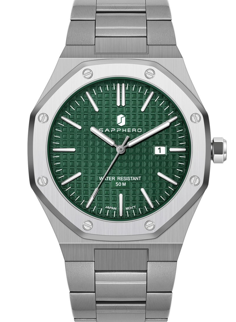 Sapphero Watch for Men Stainless Steel Mens Watches Waterproof Analog Quartz Movement Wrist Watch Gifts for Men - Image 1