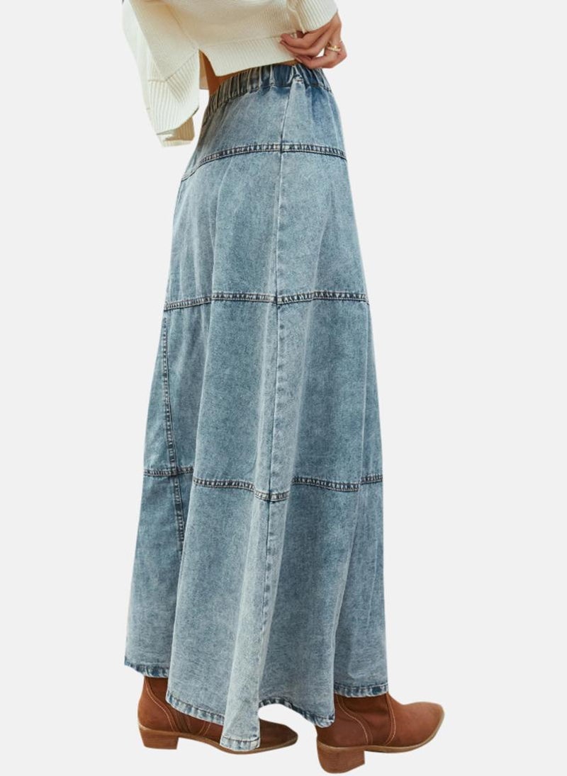 YUNIQEE Blue High Rise Maxi Skirts - Image 5