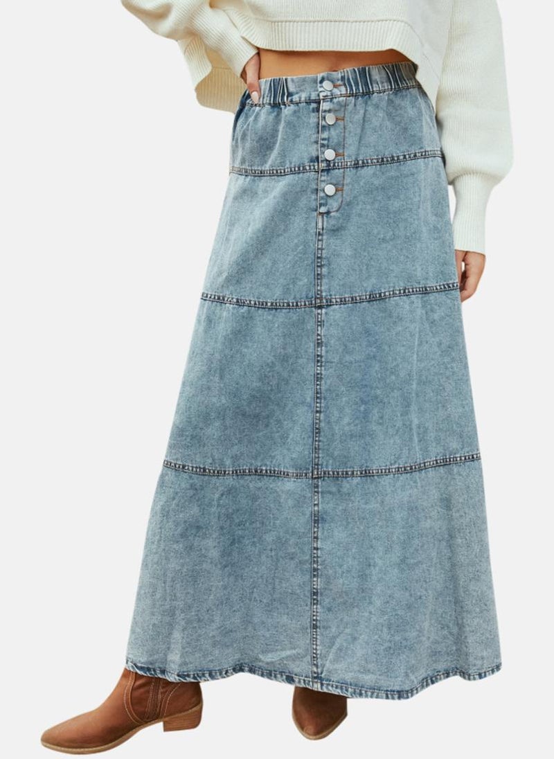 YUNIQEE Blue High Rise Maxi Skirts - Image 4
