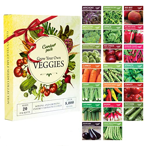Garden Pack 20 Vegetable Seeds Varieties – High Yield Garden Seeds for Planting Vegetables – Over 8,000 Premium, Non-GMO Heirloom Seed for Outdoor & Indoor Garden - Image 1