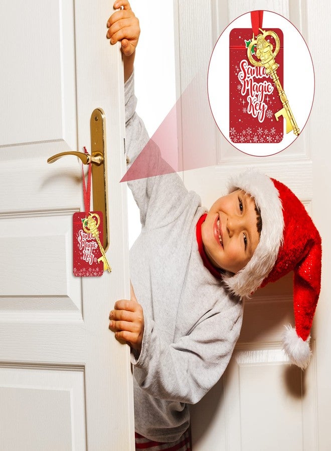 Skyley Christmas Santa Key for No Chimney Houses Metal Key Hanging Ornament Christmas Tree Ornament with Card for Xmas Tree House Holiday Decoration(Gold) - Image 3