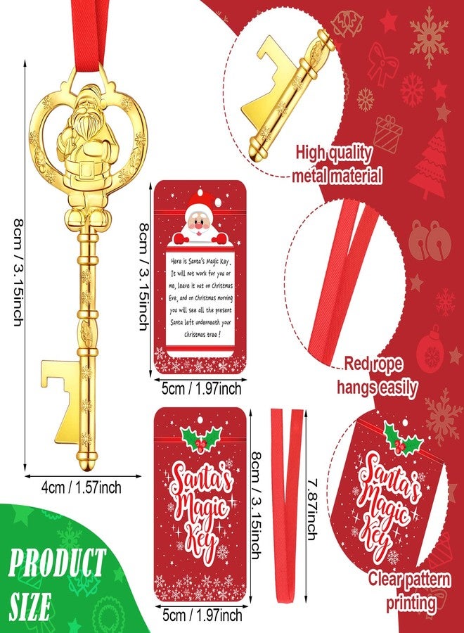 Skyley Christmas Santa Key for No Chimney Houses Metal Key Hanging Ornament Christmas Tree Ornament with Card for Xmas Tree House Holiday Decoration(Gold) - Image 2