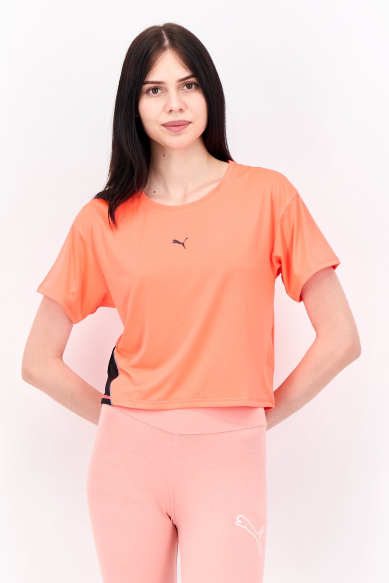 PUMA Women Sportswear Fit Short Sleeve Running T-Shirts, Neon Orange - Image 1