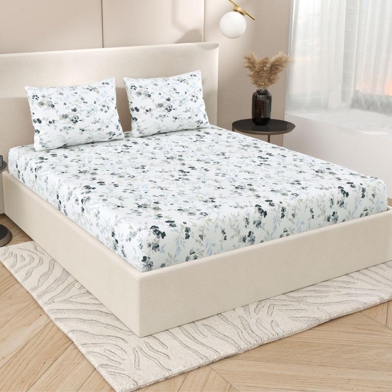 Plumora 100 Cotton Bed Sheet for King Size Bed 1 King Size Bed Sheet 108x108 Inches with 2 Pillow Covers Premium 240 TC Bedsheet for Double Bed King Size Spring Tide Super King - Image 5