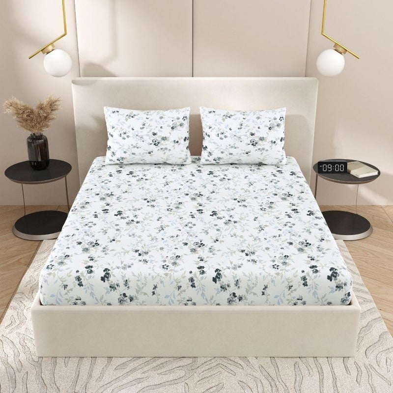 Plumora 100 Cotton Bed Sheet for King Size Bed 1 King Size Bed Sheet 108x108 Inches with 2 Pillow Covers Premium 240 TC Bedsheet for Double Bed King Size Spring Tide Super King - Image 2