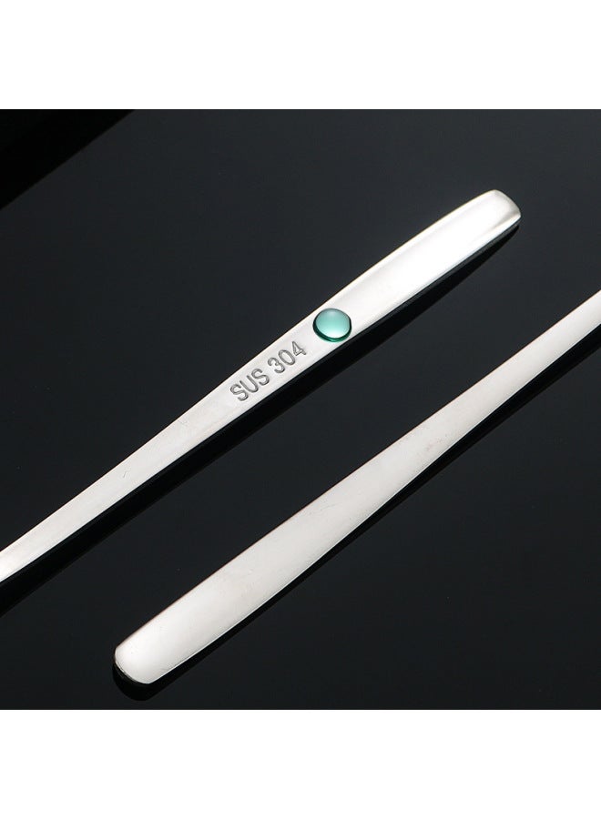 New Portable 304 Stainless Steel Chopsticks Spoon Fork Three-piece Set One-person Outdoor Travel Tableware Set For Students-Specifications:Three-piece Set Of Natural Color [chopsticks Spoon Fork] Ink Blue Box - Image 5