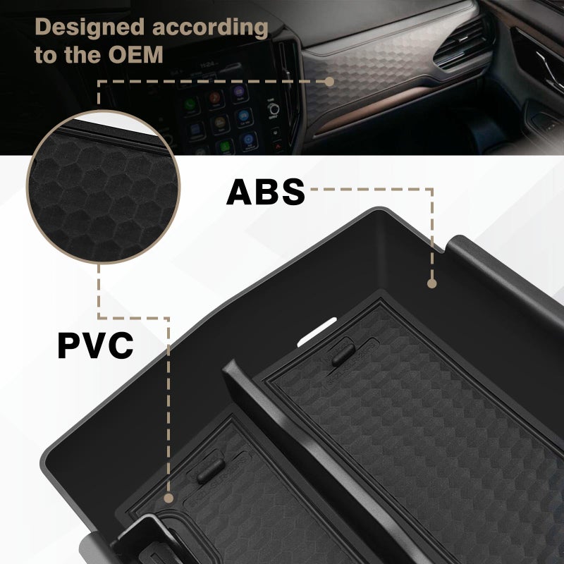 Muslogy Upgraded Center Console Organizer Compatible with 2025 Subaru Forester Middle Armrest Storage Box Insert Tray Cable Holder Interior Accessories Easy Removal (Black) Won't fit 2026 Model - Image 3