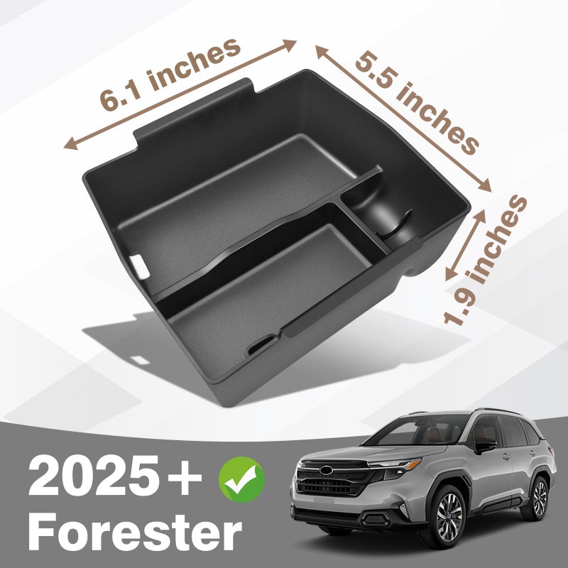 Muslogy Upgraded Center Console Organizer Compatible with 2025 Subaru Forester Middle Armrest Storage Box Insert Tray Cable Holder Interior Accessories Easy Removal (Black) Won't fit 2026 Model - Image 2