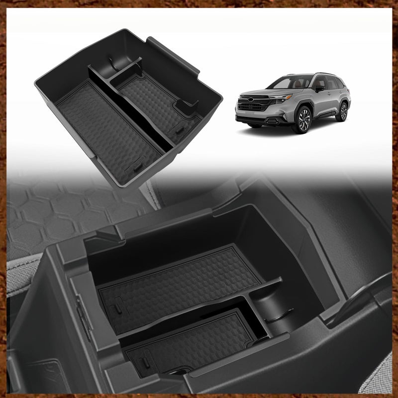 Muslogy Upgraded Center Console Organizer Compatible with 2025 Subaru Forester Middle Armrest Storage Box Insert Tray Cable Holder Interior Accessories Easy Removal (Black) Won't fit 2026 Model - Image 1