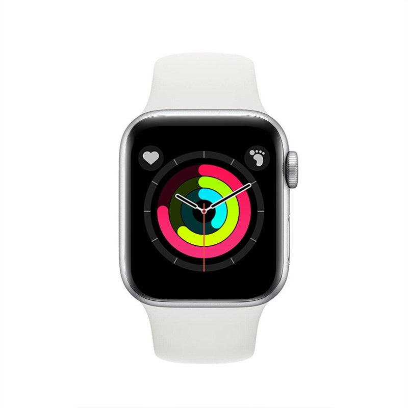 Smart Watch: 38mm Silver Aluminum Case White Sport Band - Large HD IPS Color Display Built-in Stereo Speaker Optical Heart Rate Sensor for Fitness Enthusiasts Daily Health Monitoring - Image 1