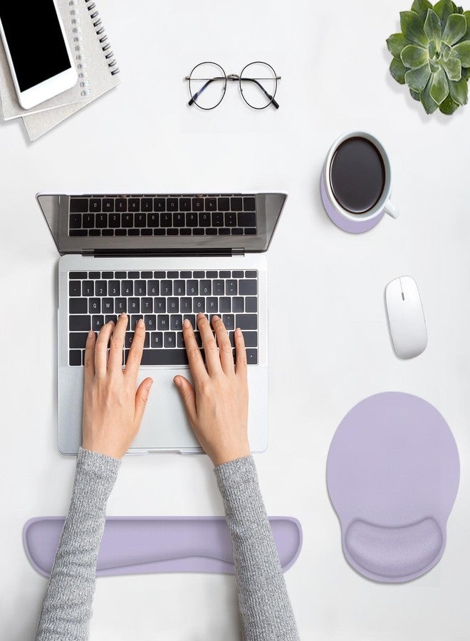 Britimes Purple Ergonomic Mouse Pad Set with Purple Wrist Rest Non-Slip Rubber Base Wrist Cushion Support and Coasters Mousepad with Wrist Support for Computer Keyboard and Desk - Image 3