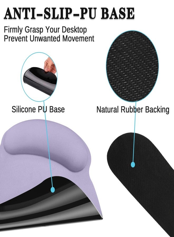 Britimes Purple Ergonomic Mouse Pad Set with Purple Wrist Rest Non-Slip Rubber Base Wrist Cushion Support and Coasters Mousepad with Wrist Support for Computer Keyboard and Desk - Image 5