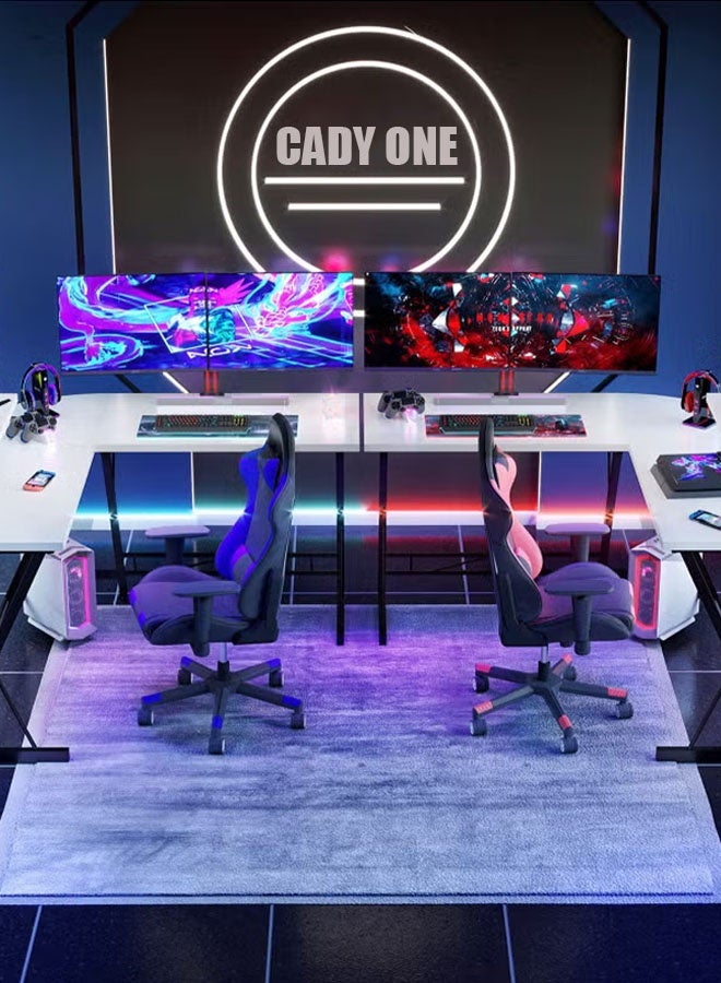 كادي ون مكتب على شكل حرف L مقاس 51 بوصة، مكتب زاوية للكمبيوتر، مكتب ألعاب منزلي، محطة عمل للكتابة، حامل شاشة كبير، توفير المساحة، سهل التجميع - Image 3