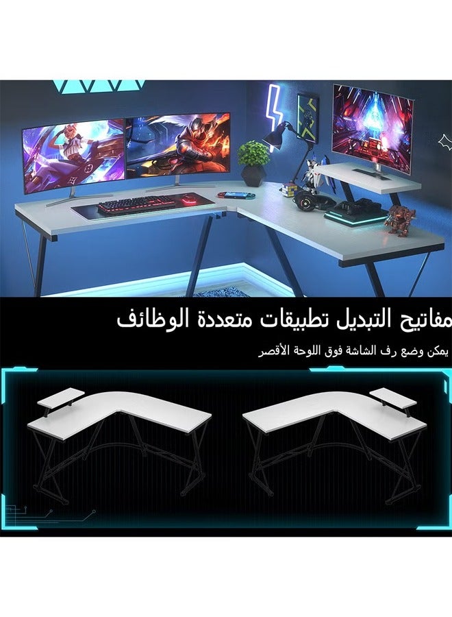 كادي ون مكتب على شكل حرف L مقاس 51 بوصة، مكتب زاوية للكمبيوتر، مكتب ألعاب منزلي، محطة عمل للكتابة، حامل شاشة كبير، توفير المساحة، سهل التجميع - Image 5