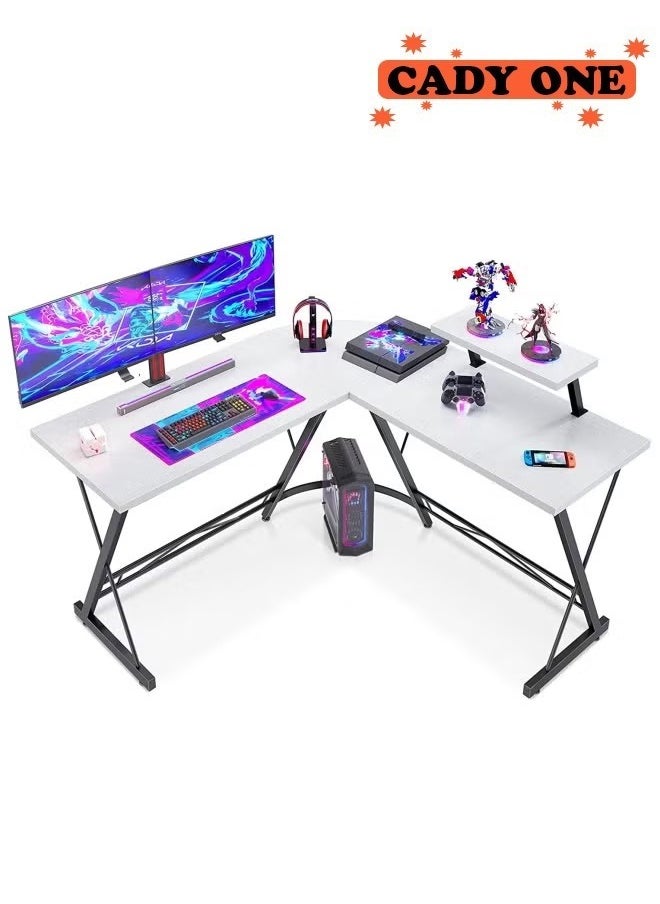 Cady One - L-Shaped Desk Computer Corner Table 51 Inch Home Gaming Desk Office Writing Workstation With Large Monitor Stand Space-Saving Easy To Assemble 51X18.2X29.5 Inch Black - Image 1