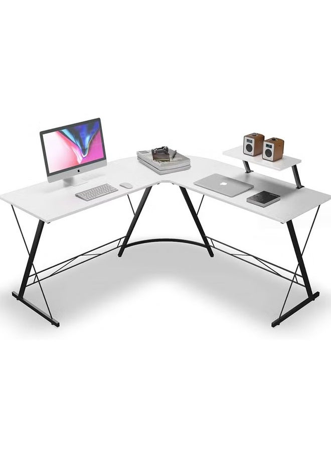 Cady One - L-Shaped Desk Computer Corner Table 51 Inch Home Gaming Desk Office Writing Workstation With Large Monitor Stand Space-Saving Easy To Assemble 51X18.2X29.5 Inch Black - Image 1