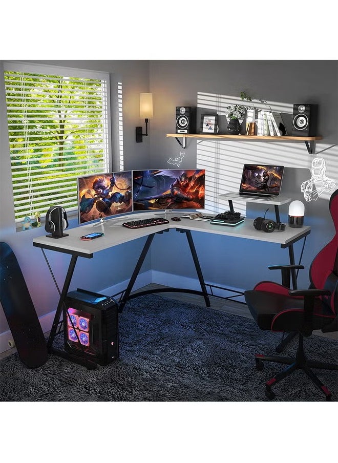 Cady One - L-Shaped Desk Computer Corner Table 51 Inch Home Gaming Desk Office Writing Workstation With Large Monitor Stand Space-Saving Easy To Assemble 51X18.2X29.5 Inch Black - Image 1